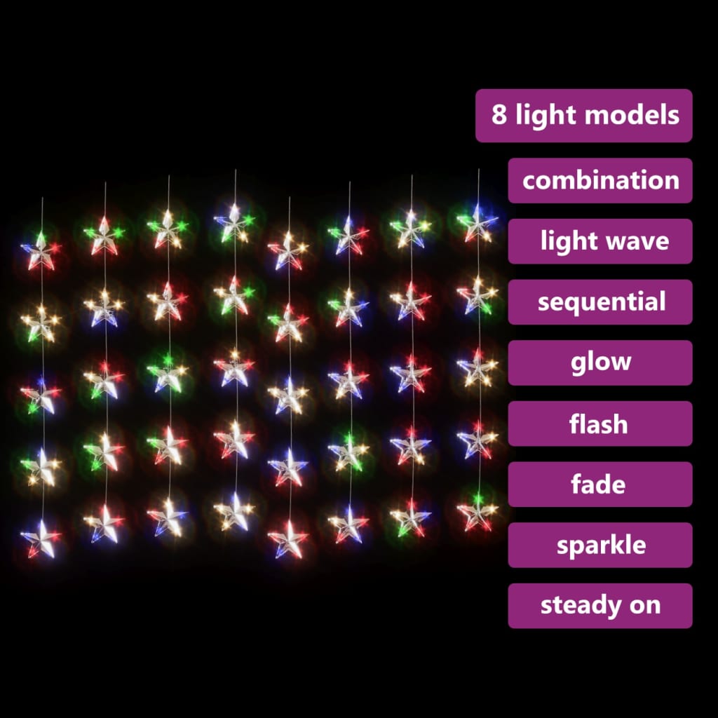 vidaXL Κουρτίνα LED Φωτάκια 200 LED Πολύχρωμη με 8 Λειτουργίες