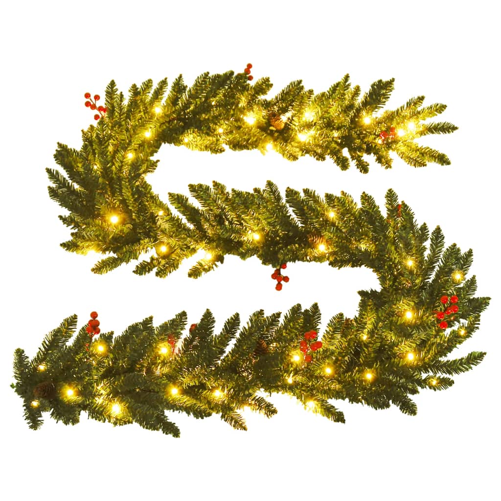 vidaXL Χριστουγεννιάτικα Δέντρα Τεχνητά 2 τεμ. Στεφάνι, Γιρλάντα & LED