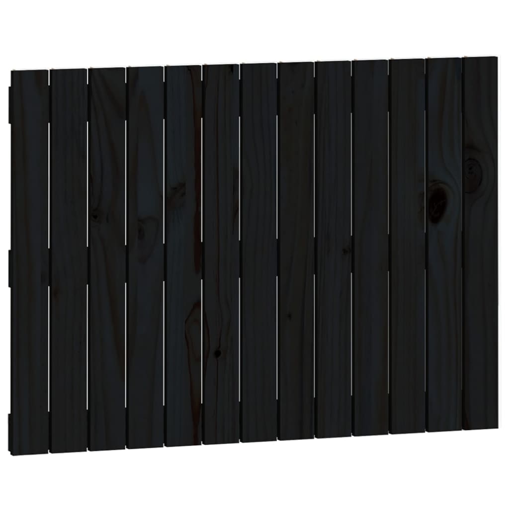 vidaXL Κεφαλάρι Τοίχου Μαύρο 82,5x3x60 εκ. από Μασίφ Ξύλο Πεύκου