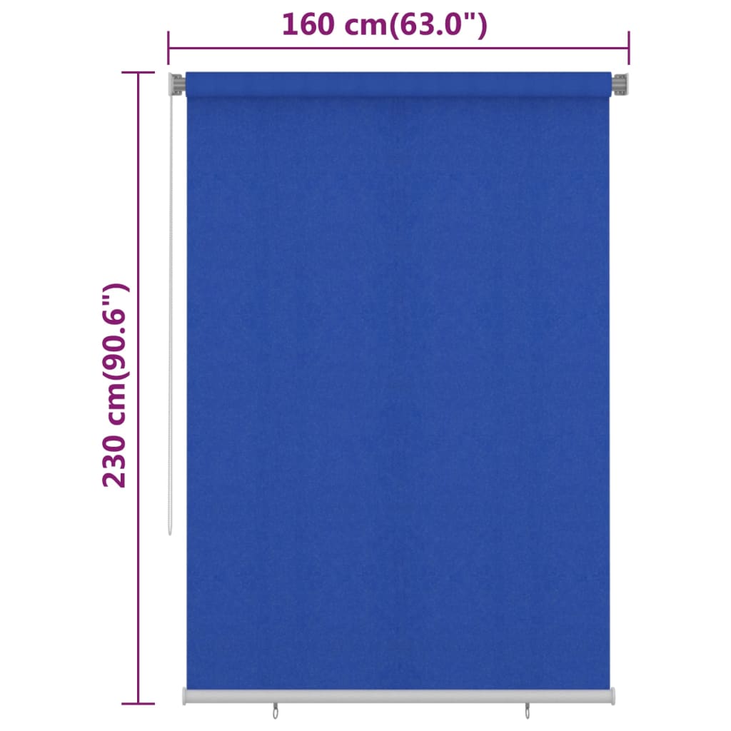 vidaXL Στόρι Σκίασης Ρόλερ Εξωτερικού Χώρου Μπλε 160 x 230 εκ. HDPE