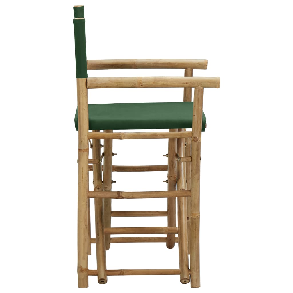 vidaXL Καρέκλες Σκηνοθέτη Πτυσσόμενες 2 τεμ. Πράσινες Μπαμπού / Ύφασμα