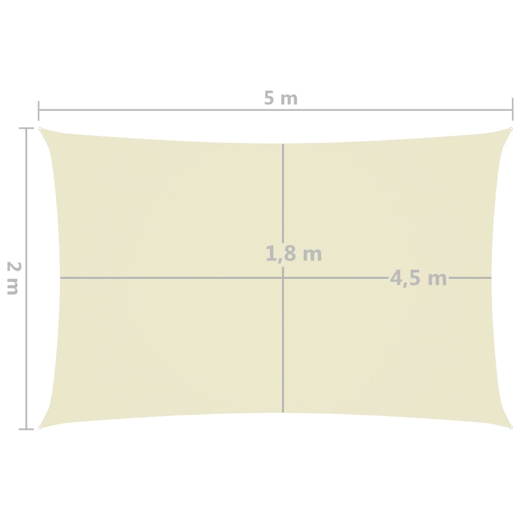 vidaXL Πανί Σκίασης Ορθογώνιο Κρεμ 2 x 5 μ. από Ύφασμα Oxford