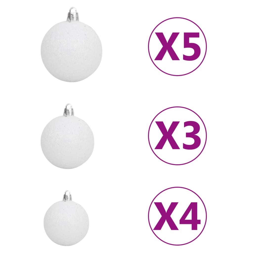 vidaXL Χριστουγεν. Δέντρο Γωνιακό Τεχνητό LED/Μπάλες Λευκό 150 εκ. PVC