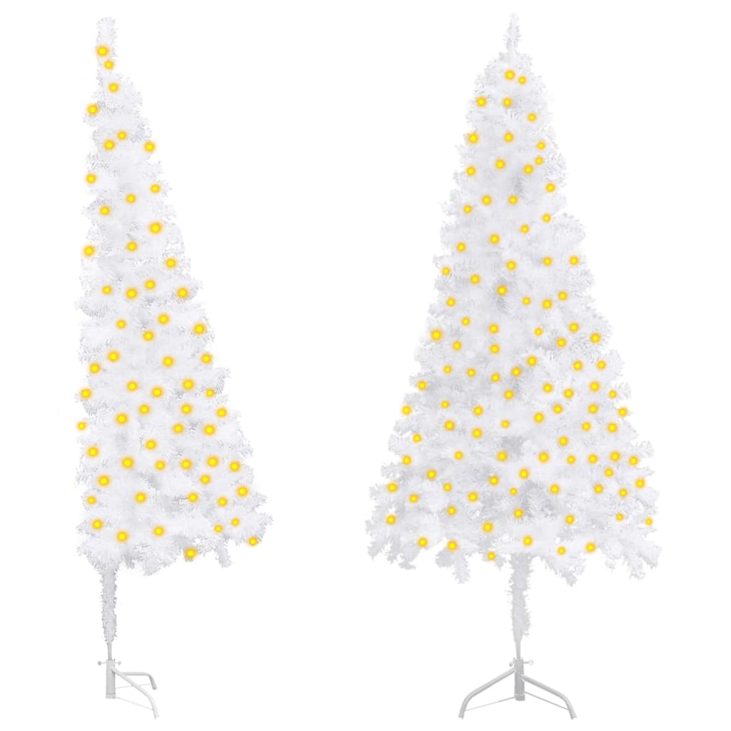 vidaXL Χριστουγεν Δέντρο Τεχν. Προφωτισμένο Γωνιακό Λευκό 240εκ PVC