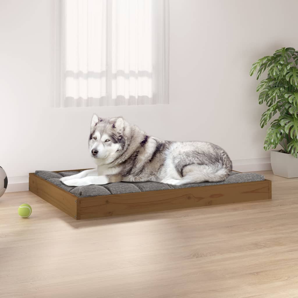 vidaXL Κρεβάτι Σκύλου Μελί 101,5 x 74 x 9 εκ. από Μασίφ Ξύλο Πεύκου