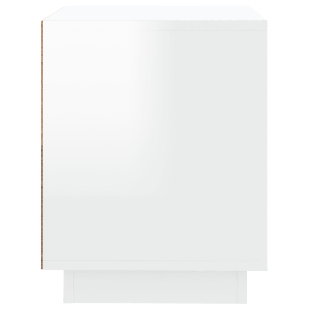 vidaXL Κομοδίνο Γυαλιστερό Λευκό 44 x 35 x 45 εκ. Επεξεργασμένο Ξύλο