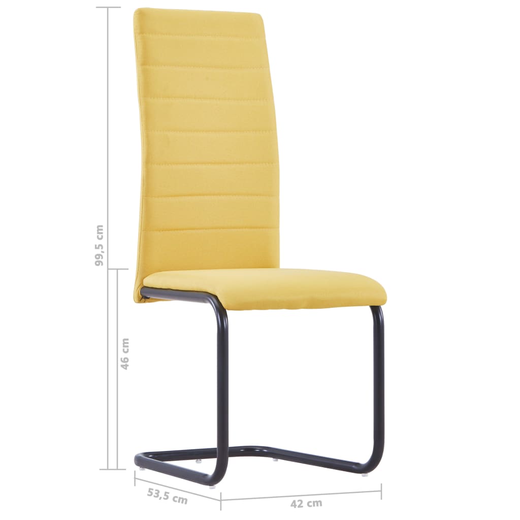 vidaXL Καρέκλες Τραπεζαρίας «Πρόβολος» 2 τεμ. Κίτρινες Υφασμάτινες