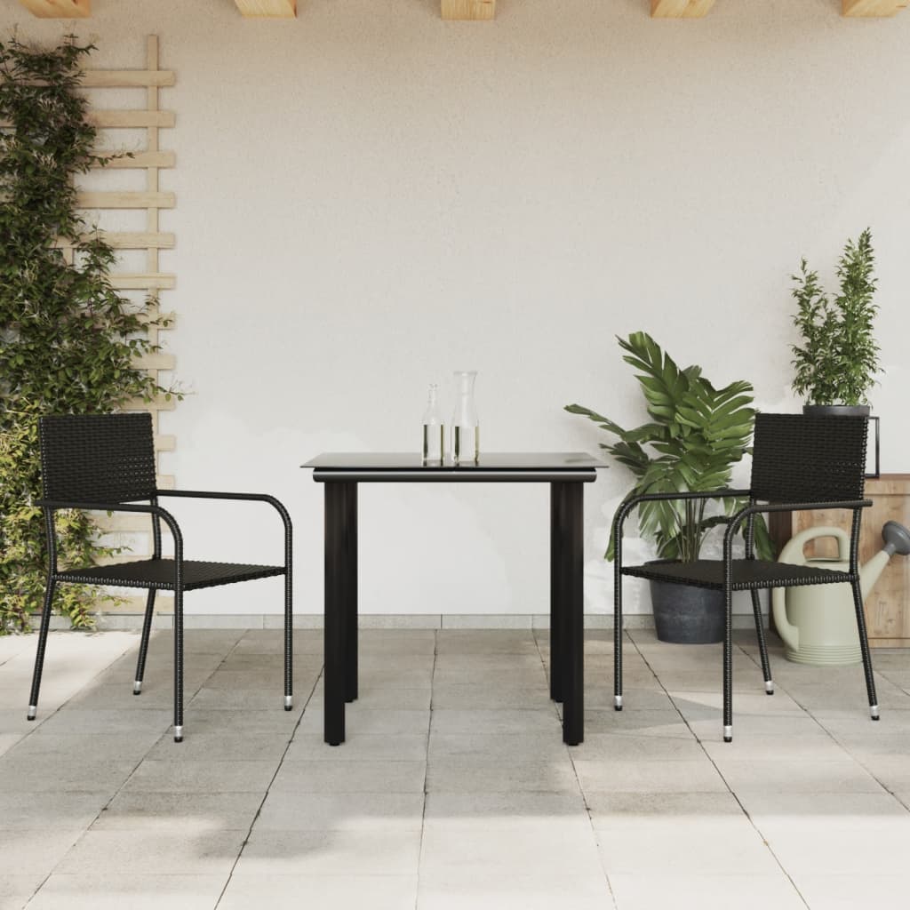 vidaXL Σετ Επίπλων Bistro Κήπου 3 τεμ. Μαύρο Συνθετικό Ρατάν/Ατσάλι