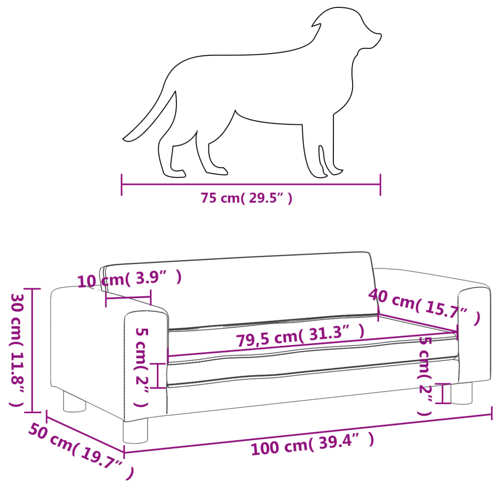 vidaXL Κρεβάτι Σκύλου με Προέκταση Ροζ 100x50x30 εκ. Βελούδο
