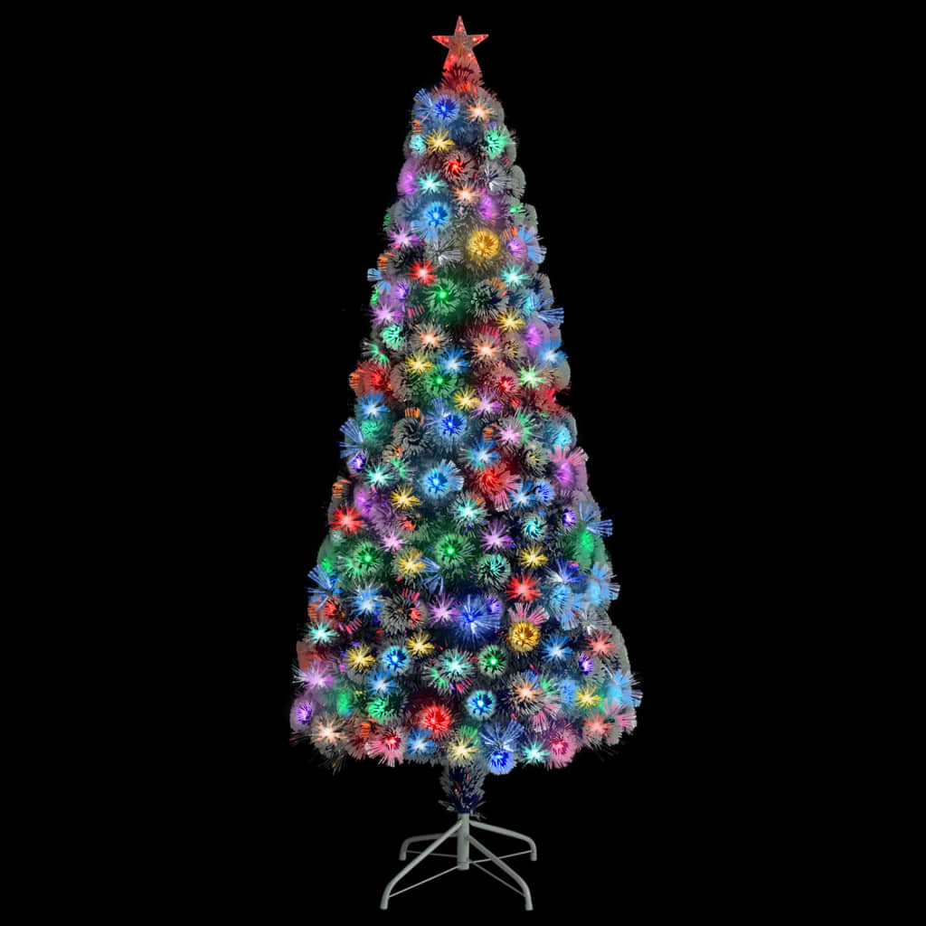vidaXL Χριστ Δέντρο Τεχνητό Προφωτισμένο Οπτικές Ίνες Λευκό/Μπλε 180εκ