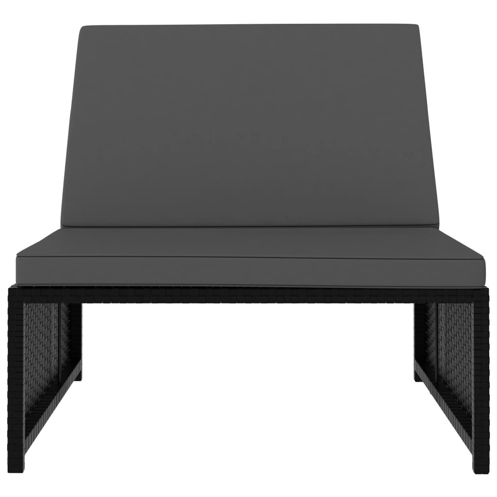 vidaXL Καρέκλες/Ξαπλώστρα 2 τεμ. Μαύρο Συνθετικό Ρατάν με Τραπέζι