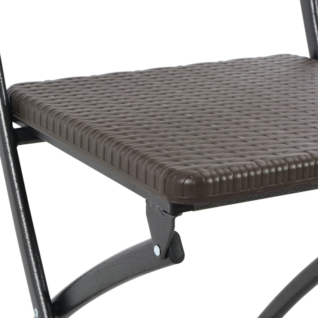 vidaXL Καρέκλες Μπαρ Πτυσσόμενες 2 τεμ. Καφέ με Όψη Ρατάν HDPE/Ατσάλι
