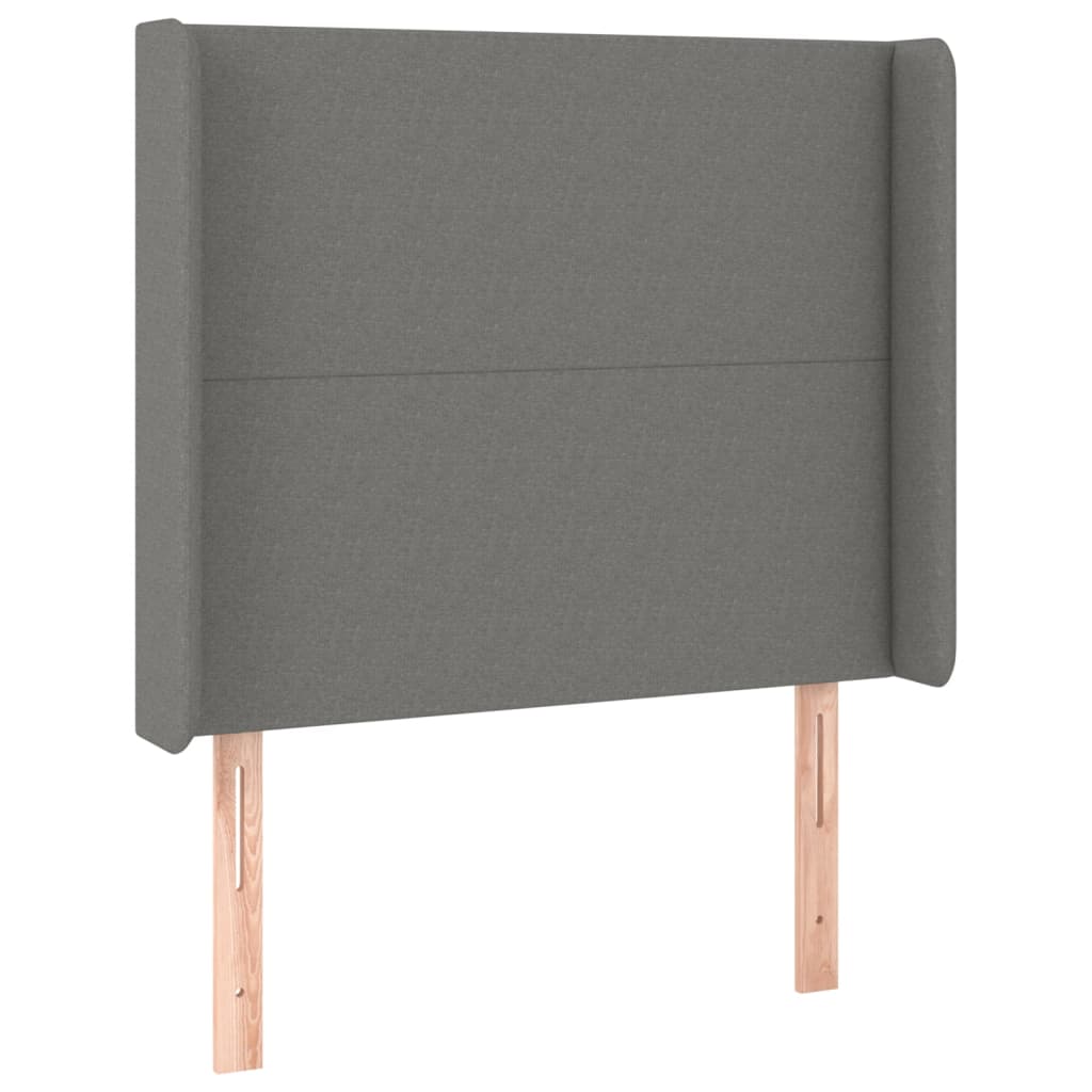 vidaXL Κρεβάτι Boxspring με Στρώμα & LED Σκ.Γκρι 90x190 εκ. Υφασμάτινο