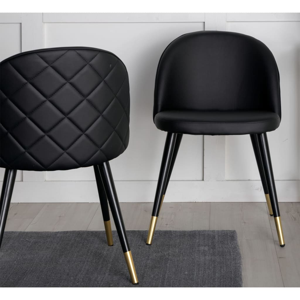 Venture Home Καρέκλες Τραπεζαρίας 2 τεμ. Μαύρο/Μπρούντζος Όψη Δέρματος