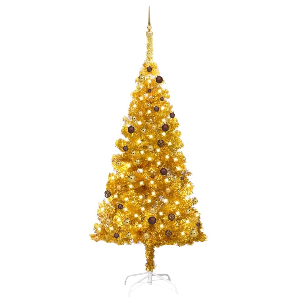 vidaXL Χριστουγεν Δέντρο Προφωτισμένο Τεχνητό Μπάλες Χρυσό 210εκ PET