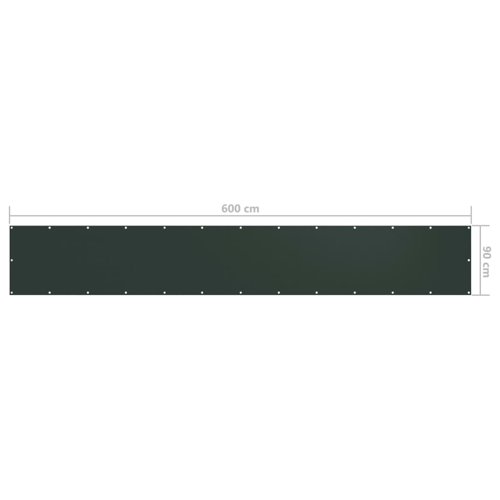 vidaXL Διαχωριστικό Βεράντας Σκούρο Πράσινο 90x600 εκ. Ύφασμα Oxford
