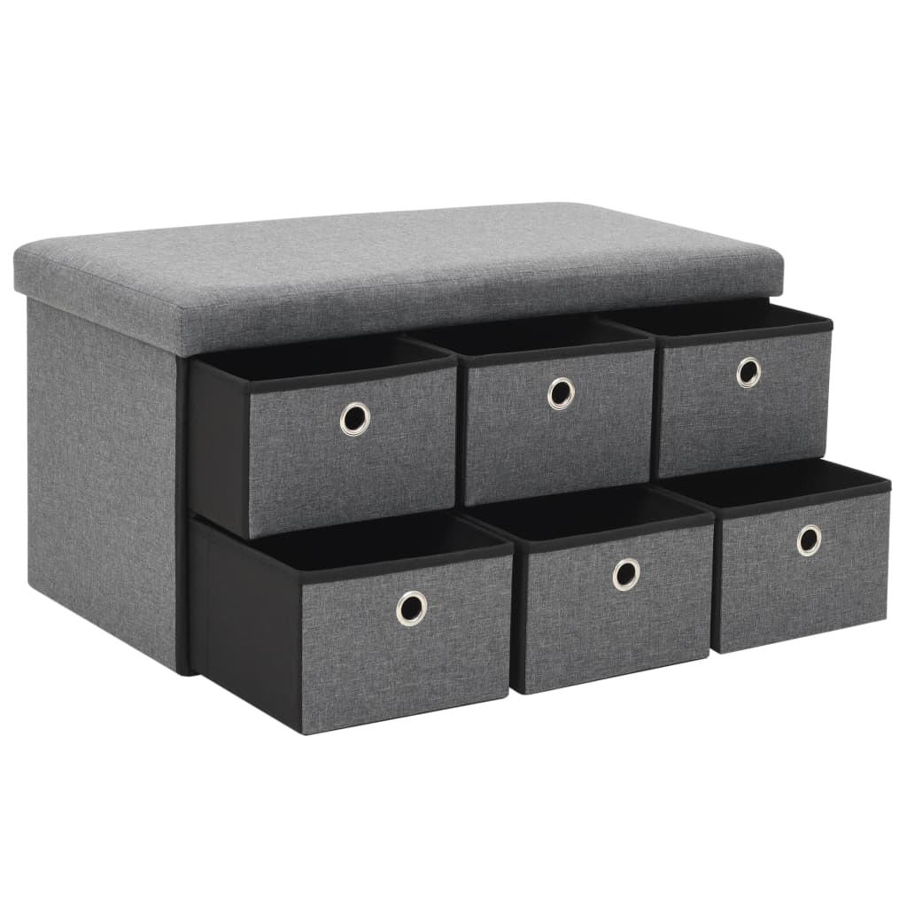 vidaXL Πάγκος Αποθήκευσης Σκούρο Γκρι 76x38x38 εκ. Συνθετικό Λινό