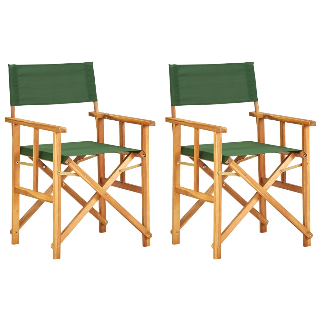 vidaXL Καρέκλες Σκηνοθέτη 2 τεμ. Πράσινες από Μασίφ Ξύλο Ακακίας
