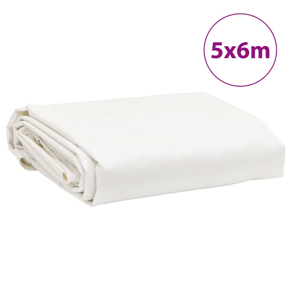 vidaXL Μουσαμάς Λευκός 5 x 6 μ. 650 γρ./μ.²