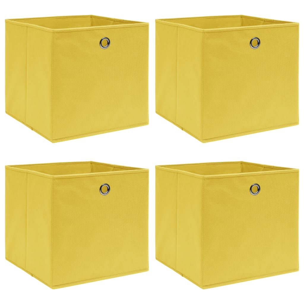 vidaXL Κουτιά Αποθήκευσης 4 τεμ. Κίτρινα 32 x 32 x 32 εκ. Υφασμάτινα