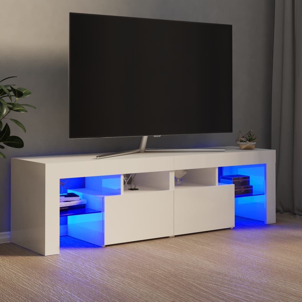 vidaXL Έπιπλο Τηλεόρασης με LED Γυαλιστερό Λευκό 140x36,5x40 εκ.
