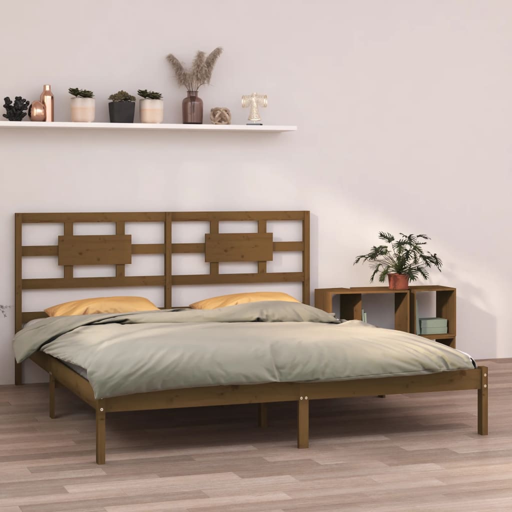 vidaXL Πλαίσιο Κρεβατιού Μελί 180 x 200 εκ. Μασίφ Ξύλο Super King