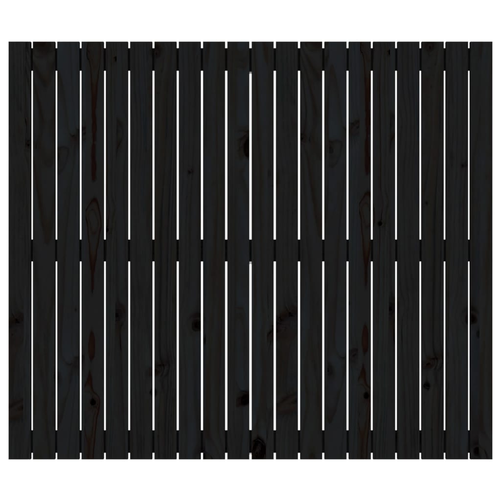 vidaXL Κεφαλάρι Τοίχου Μαύρο 127,5x3x110 εκ. από Μασίφ Ξύλο Πεύκου