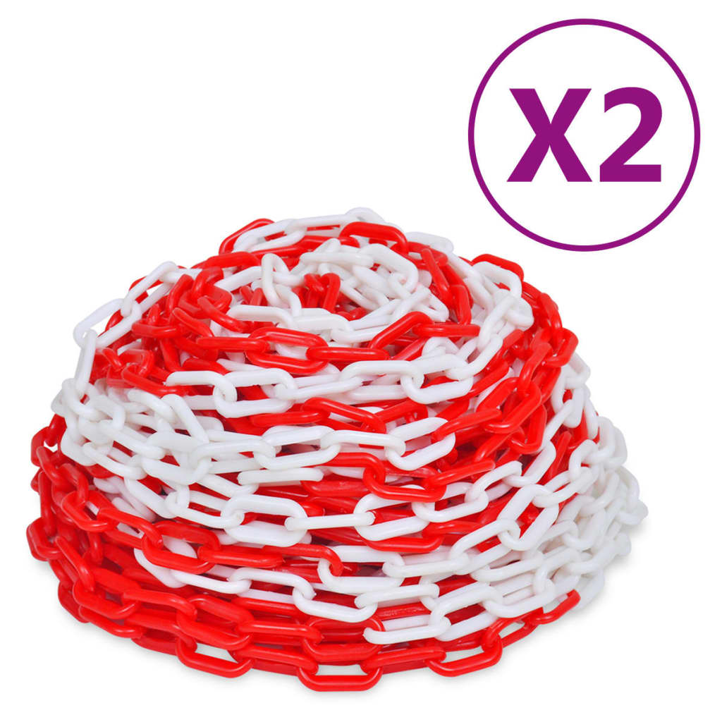 vidaXL Αλυσίδες Σήμανσης 2 τεμ. Κόκκινο/Λευκό 30 μ. Πλαστικές