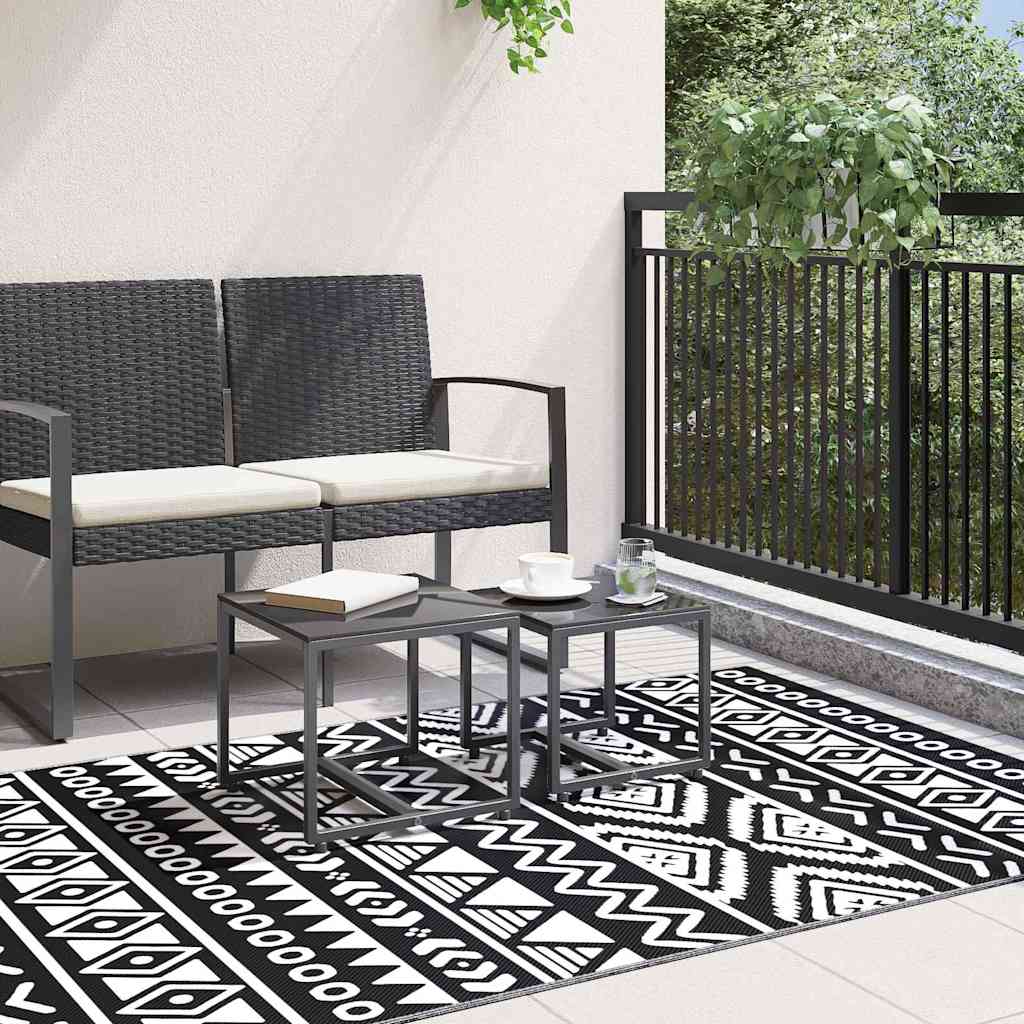 vidaXL Χαλί εξωτερικού χώρου ARAKIL Μαύρο 120x180 cm PP