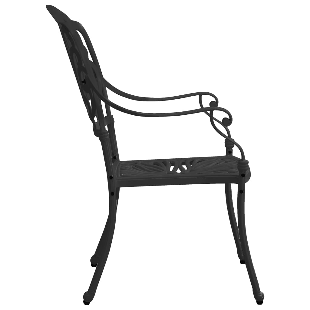 vidaXL Καρέκλες Κήπου 2 τεμ. Μαύρες από Χυτό Αλουμίνιο