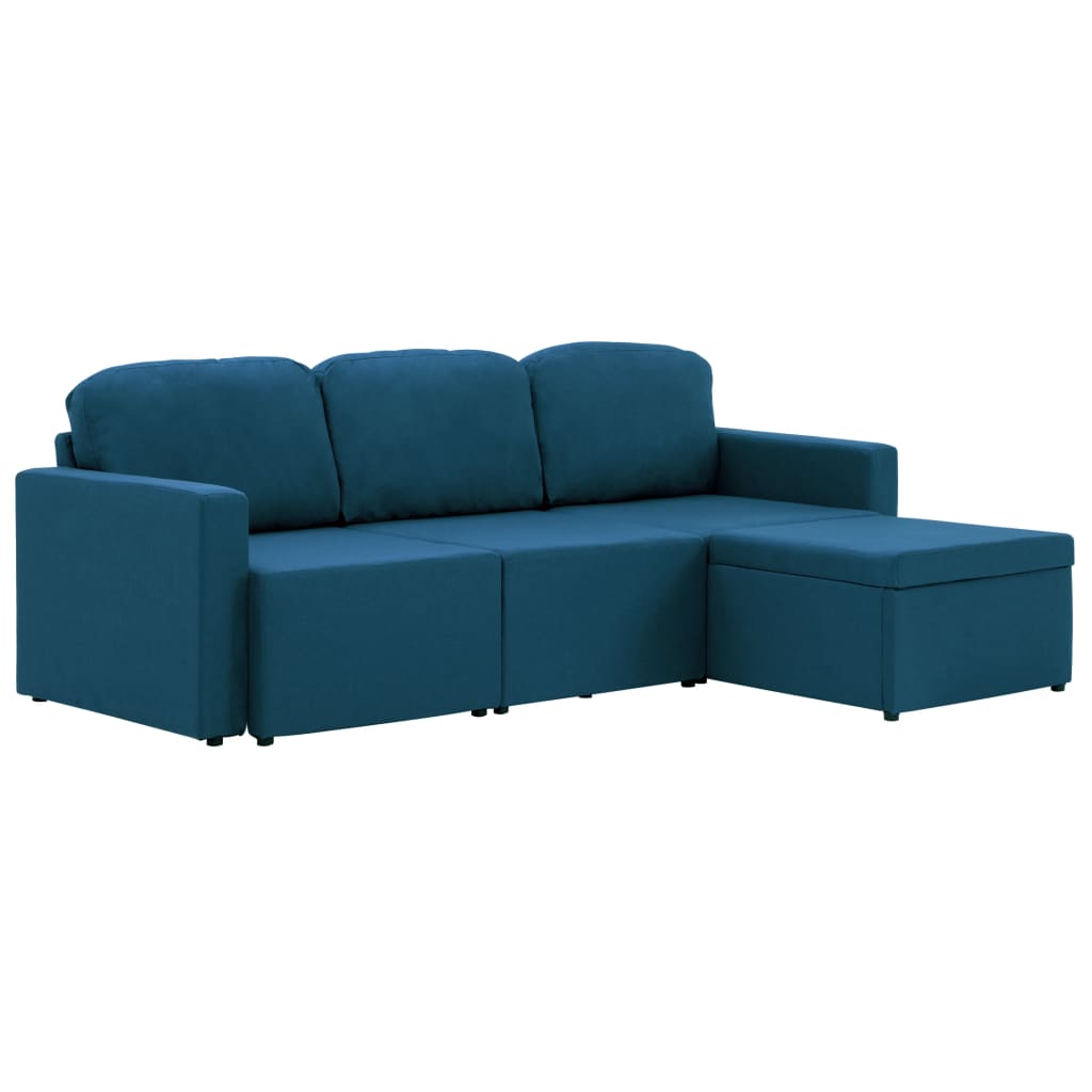 vidaXL Καναπές - Κρεβάτι Τριθέσιος Αρθρωτός Μπλε Υφασμάτινος