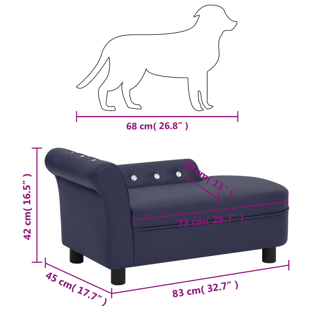 vidaXL Καναπές-Κρεβάτι Σκύλου Μπλε 83x45x42 εκ. από Συνθετικό Δέρμα
