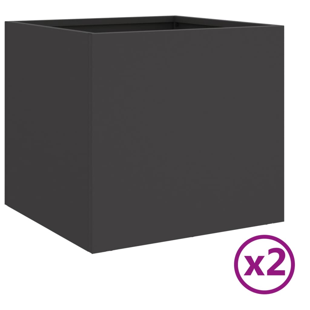 vidaXL Ζαρντινιέρες 2 τεμ. Μαύρες 32x30x29εκ. από Χάλυβα Ψυχρής Έλασης