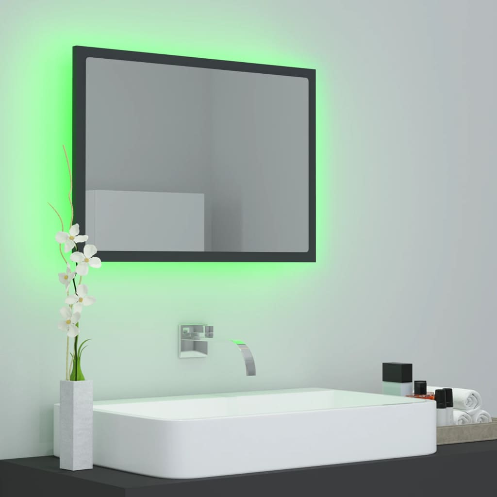 vidaXL Καθρέφτης Μπάνιου με LED Γκρι 60x8,5x37 εκ. από Ακρυλικός