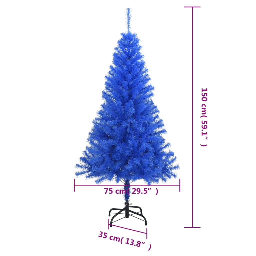 vidaXL Χριστουγεννιάτικο Δέντρο Τεχνητό Με Βάση Μπλε 150 εκ. PVC