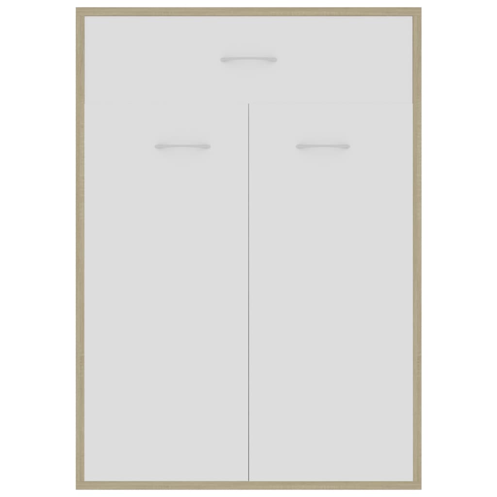 vidaXL Παπουτσοθήκη Λευκή / Sonoma Δρυς 60 x 35 x 84 εκ. Μοριοσανίδα