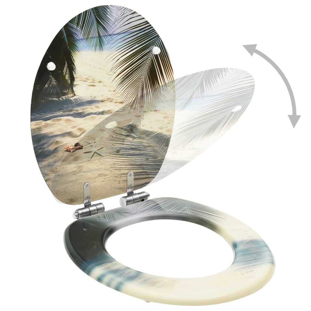 vidaXL Κάλυμμα Λεκάνης με Καπάκι Soft Close Σχέδιο Παραλία από MDF