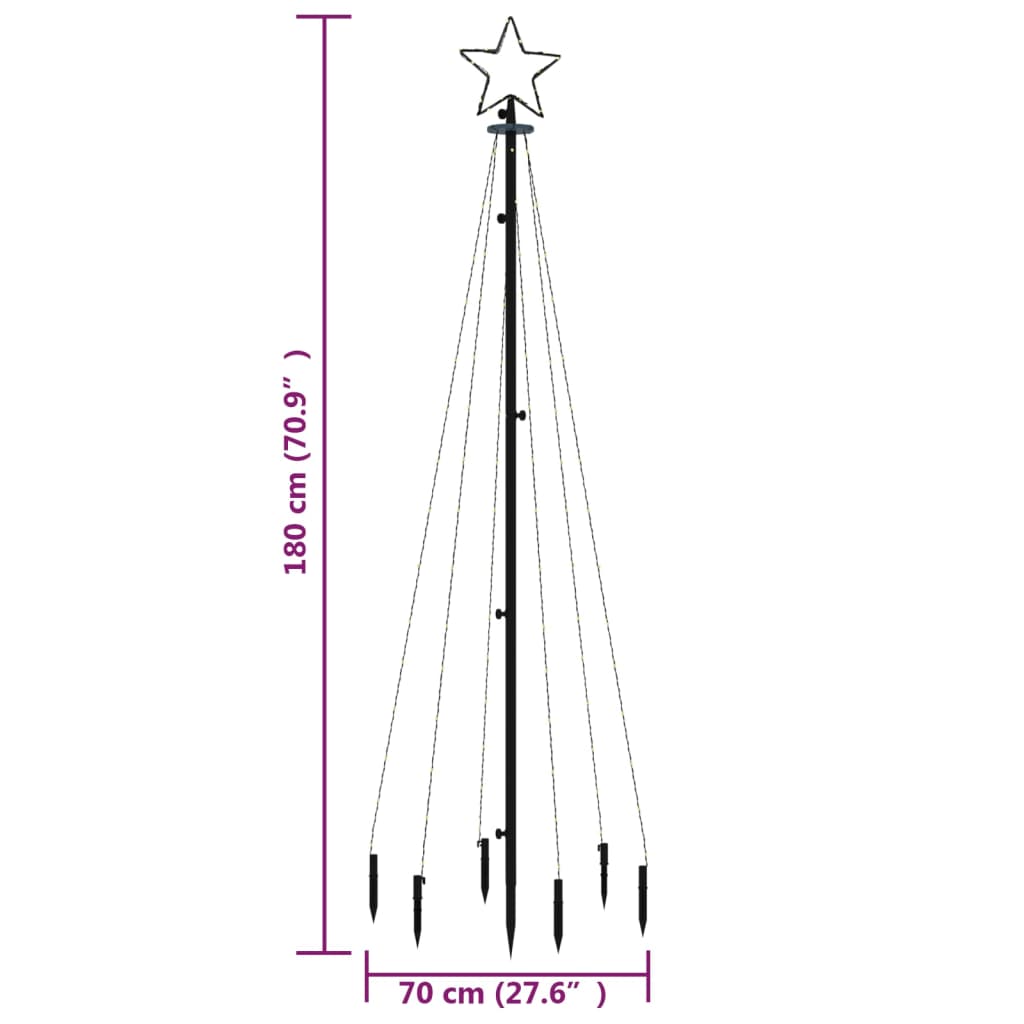 vidaXL Χριστουγεννιάτικο Δέντρο με Ακίδα 108 LED Ψυχρό Λευκό 180 εκ.
