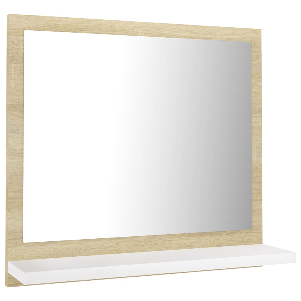 vidaXL Καθρέφτης Μπάνιου Λευκό/Sonoma Δρυς 40x10,5x37 εκ. Μοριοσανίδα