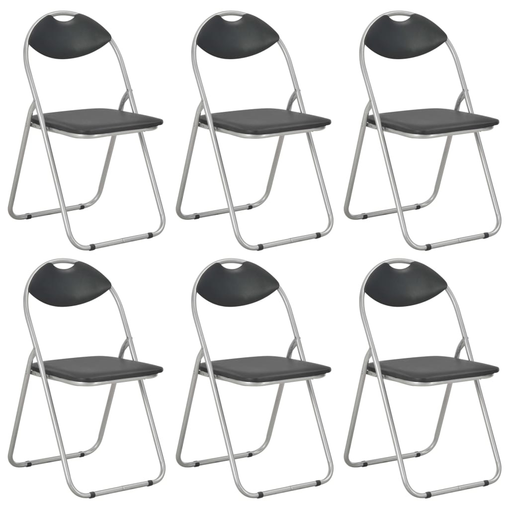 vidaXL Καρέκλες Τραπεζαρίας Πτυσσόμενες 6 τεμ. Μαύρες Συνθετικό Δέρμα