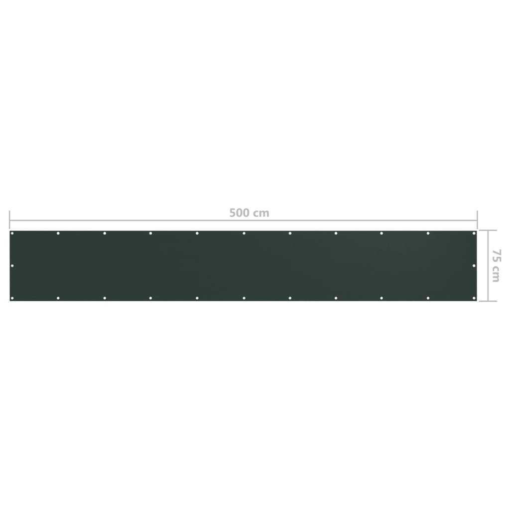 vidaXL Διαχωριστικό Βεράντας Σκούρο Πράσινο 75x500 εκ. Ύφασμα Oxford