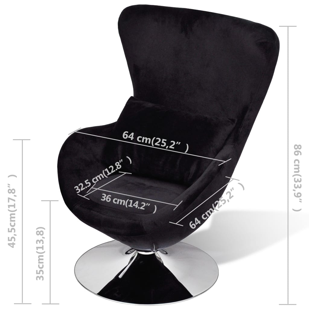 vidaXL Πολυθρόνα με Σχέδιο Egg Μαύρη