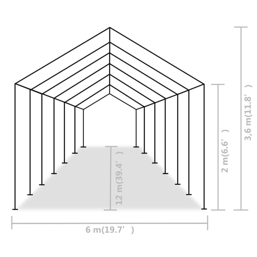 vidaXL Τέντα Εκδηλώσεων Γκρι 6 x 12 μ. από Πολυαιθυλένιο