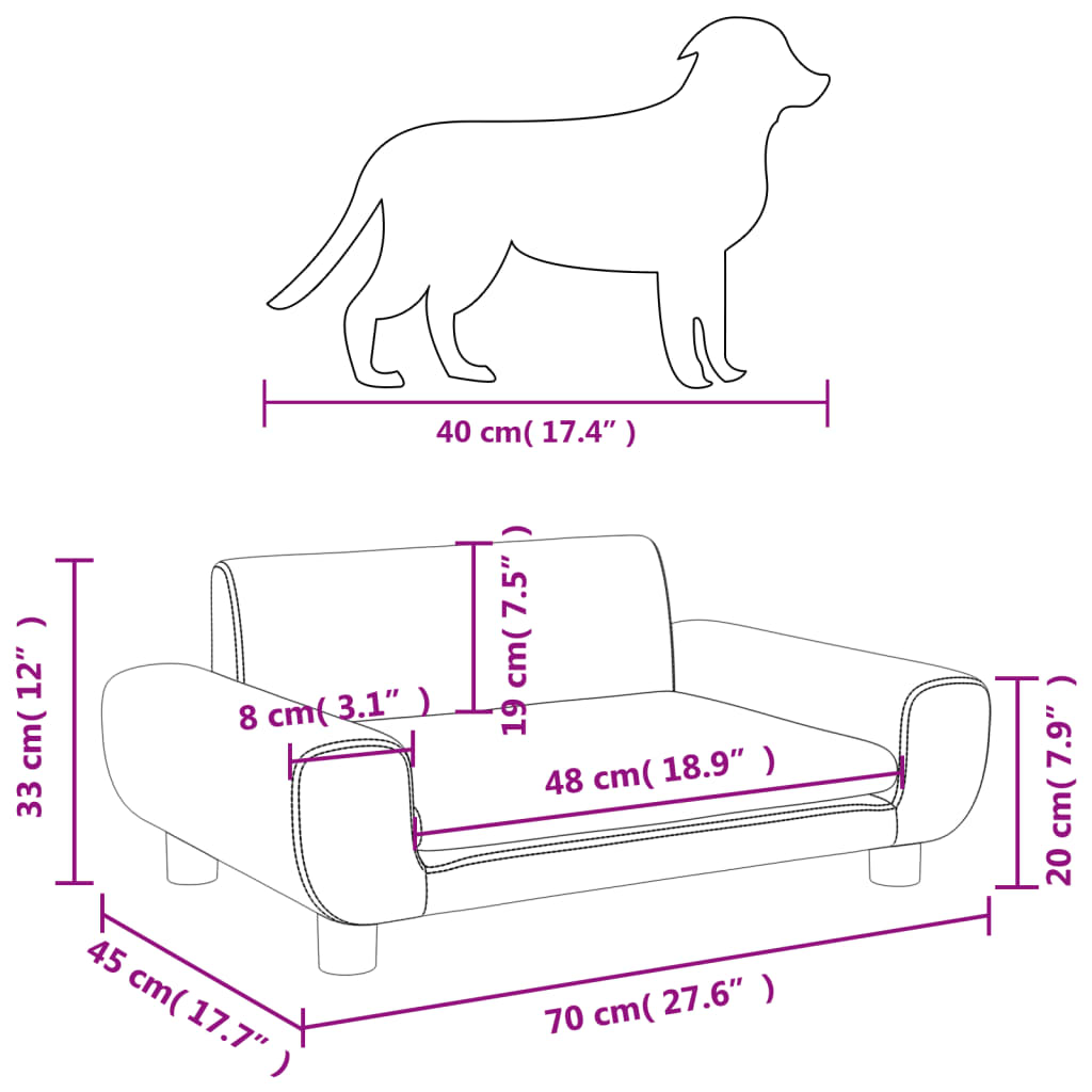 vidaXL Κρεβάτι Σκύλου Ροζ 70 x 45 x 33 εκ. Βελούδινο