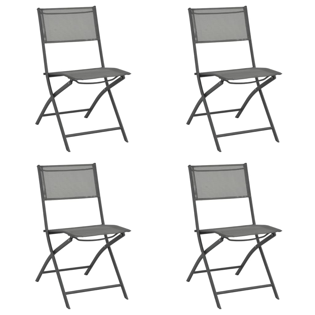 vidaXL Καρέκλες Εξωτερικού Χώρου Πτυσσόμ. 4 τεμ. Γκρι Ατσάλι/Textilene