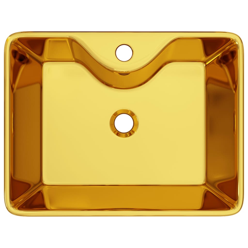 vidaXL Νιπτήρας με Οπή Βρύσης Χρυσός 48 x 37 x 13,5 εκ. Κεραμικός