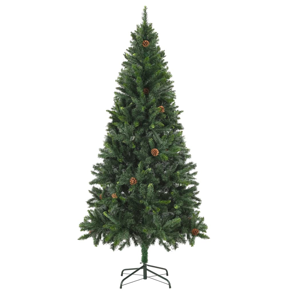 vidaXL Χριστ. Δέντρο Τεχνητό Προφωτισμένο Κουκουνάρια Πράσινο 210 εκ.