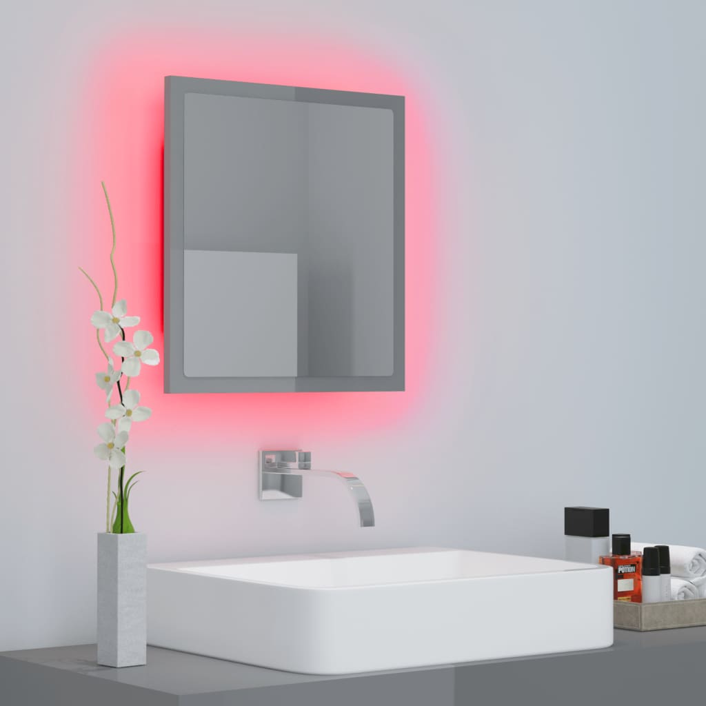 vidaXL Καθρέφτης Μπάνιου με LED Γυαλ. Γκρι 40x8,5x37 εκ. Ακρυλικός