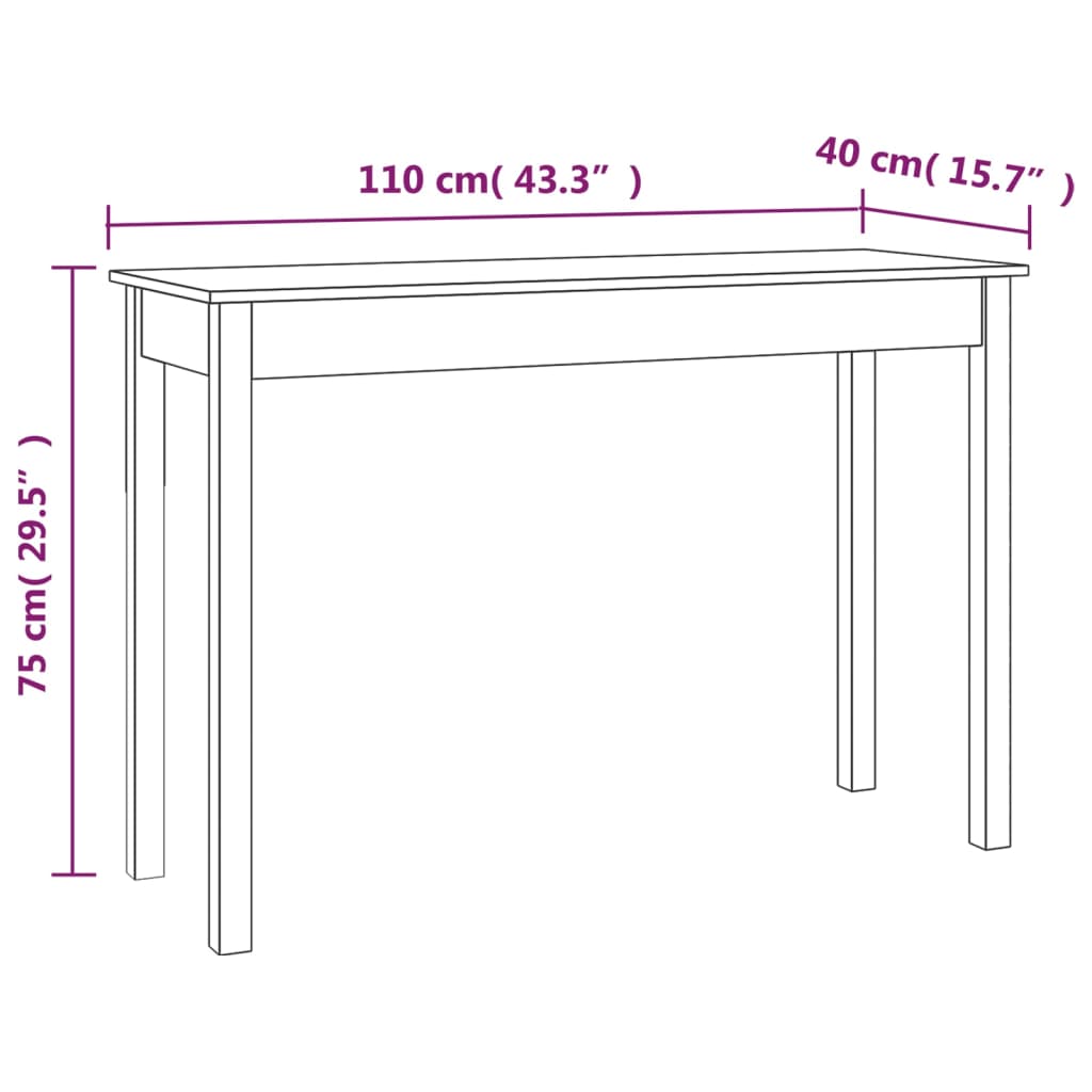 vidaXL Τραπέζι κονσόλα Καφέ μελί 110x40x75 εκ. Μασίφ Ξύλο Πεύκου