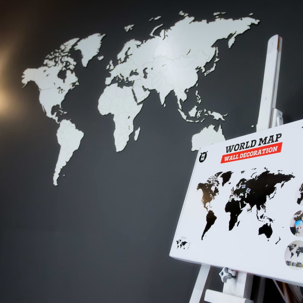 MiMi Innovations Παγκόσμιος Χάρτης Luxury Λευκός 130 x 78 εκ. Ξύλινος